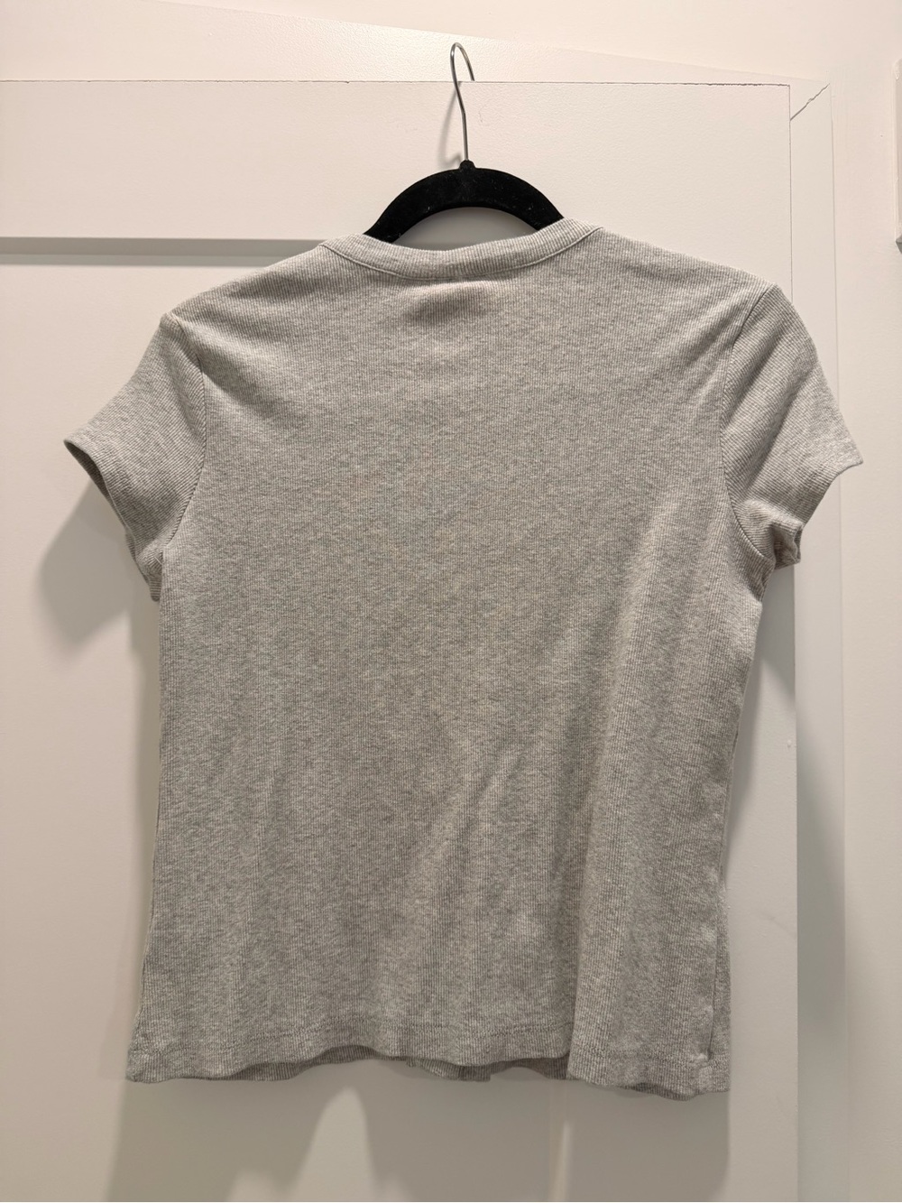 Universal Thread Light Gray Ribbed Button Front Top - Picture 2 of 4